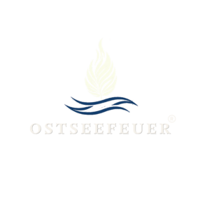 Logo Flammenfeder mit Welle, Unternehmensname Ostseefeuer mir R im Kreis als Marke, eingetragen